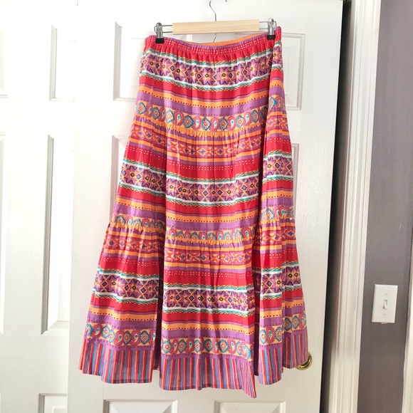 Coldwater Creek Striped Bohemian Maxi Skirt- Large - Picture 5 of 5
